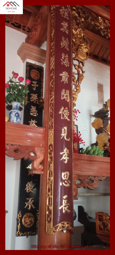 Câu đối thờ chữ Hệ xuất trâm anh nghĩa- Lễ điện tần tảo túc